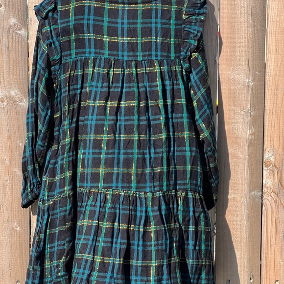 Cat & Jack Green Plaid /shimmer Gold Dress - Picture 7 of 8